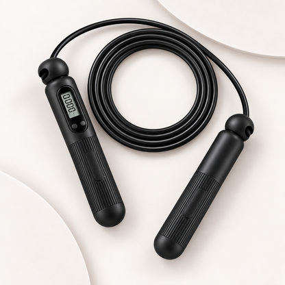 MotionBar Smart Speed Rope black adjustable jump rope top view
