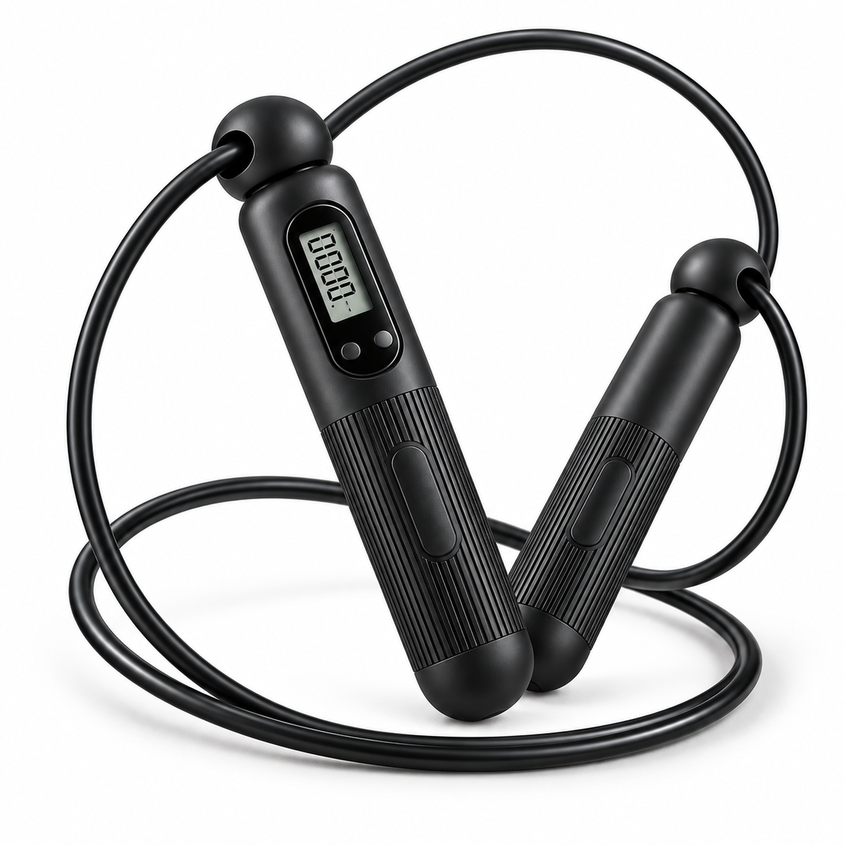 MotionBar Smart Speed Rope black digital jump rope on clean white background