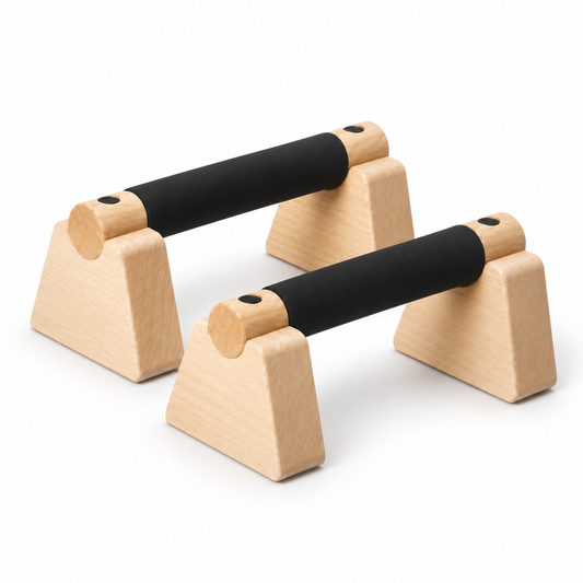 MotionBar Wooden Parallettes 25 cm on a clean white background